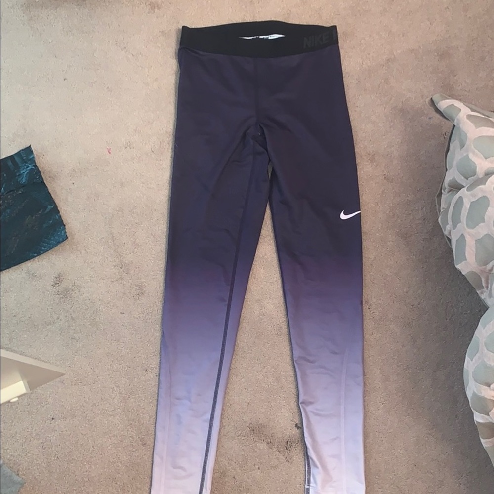 Nike Pro Purple Ombré hyperwarm Workout Leggings